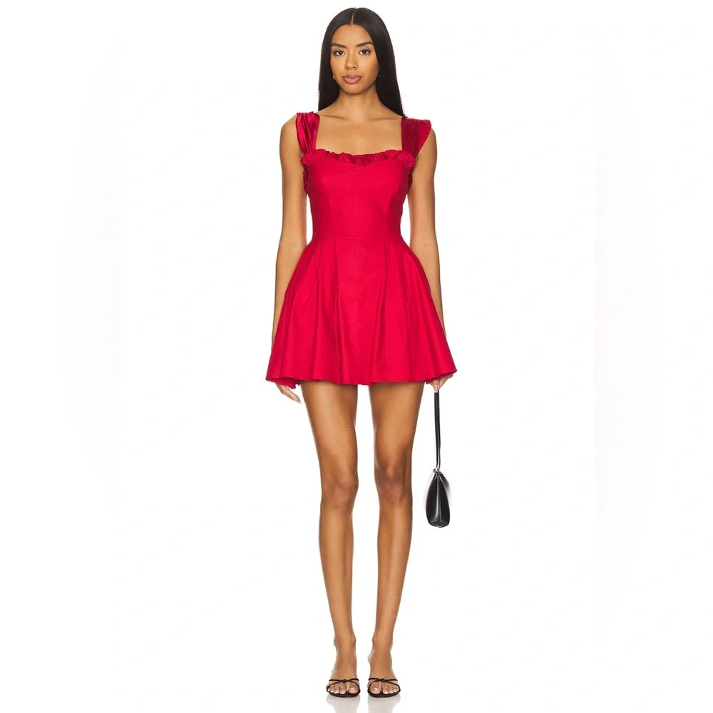 Free People Midnight Magic Mini Dress in Red Dahlia Combo